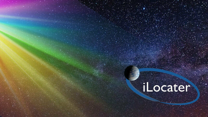iLocater logo in space with a rainbow